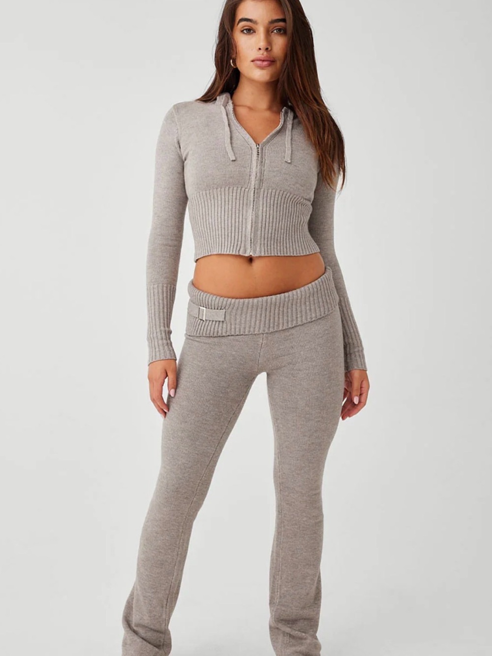 Frankie's Bikinis Taupe Ribbed Lounge Track Pants